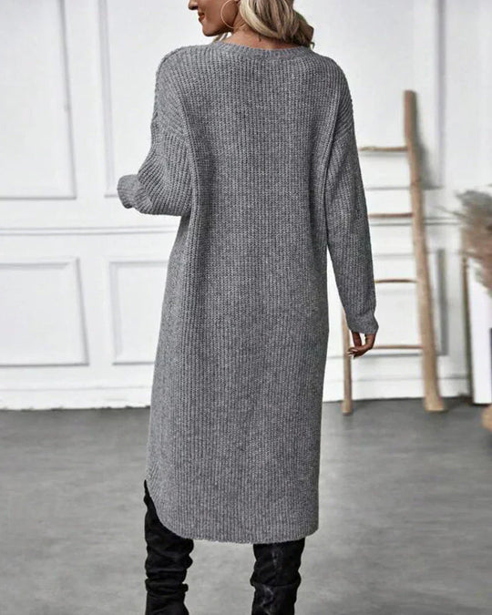 EB | Asymmetrisches Stricktunika-kleid Polyester und Acryl Elegant und Modern