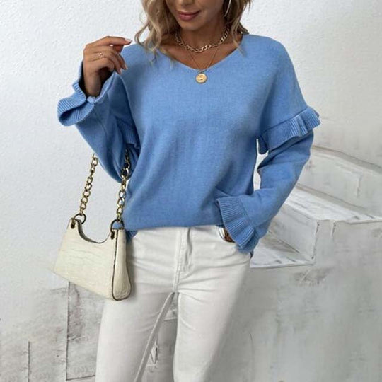 EB | Einfarbiger Strickpullover Für Kalte Tage