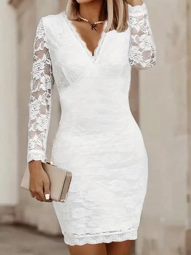 EB | Elegantes Blond Bodycon Kleid mit V-Ausschnitt