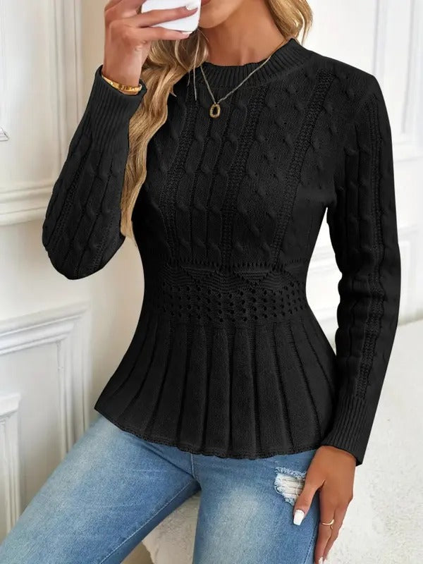 EB | Bequemer Schicker Grobstrickpullover mit Rundhalsausschnitt