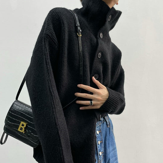 EB | Rippstrick-cardigan mit Knöpfen Weich und Warm Lässige Eleganz