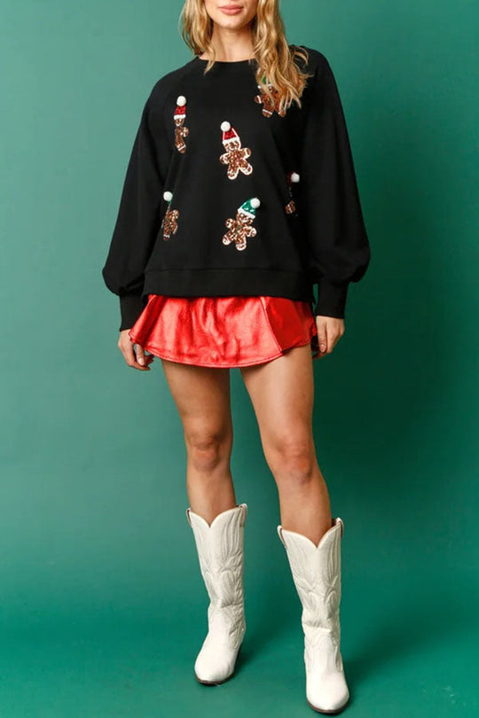 EB | Weihnachts Lebkuchenmann Pailletten Langarm Sweatshirt