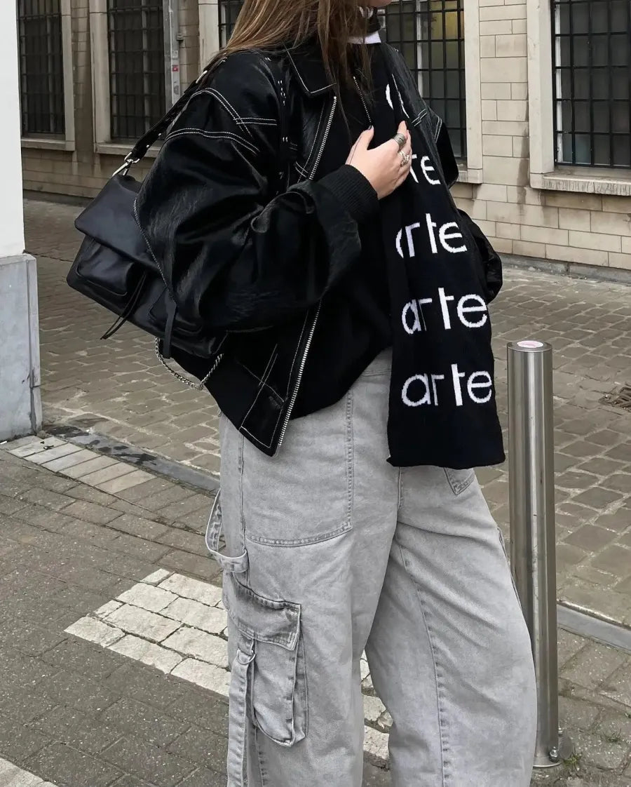 EB | Vintage-Lederblouson in Übergröße für Damen