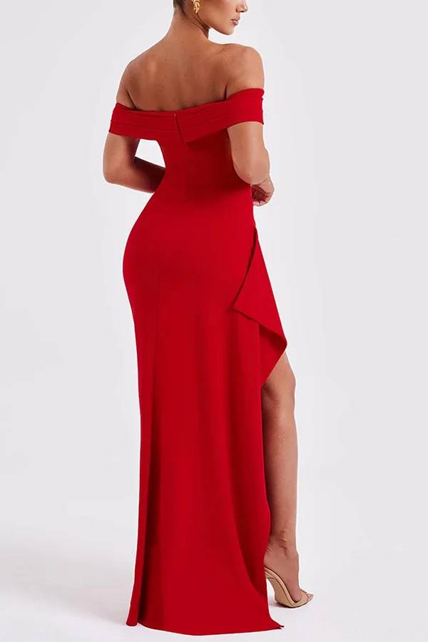 EB | Sexy Lady Off Shoulder Hoher Schlitz Maxi Kleid
