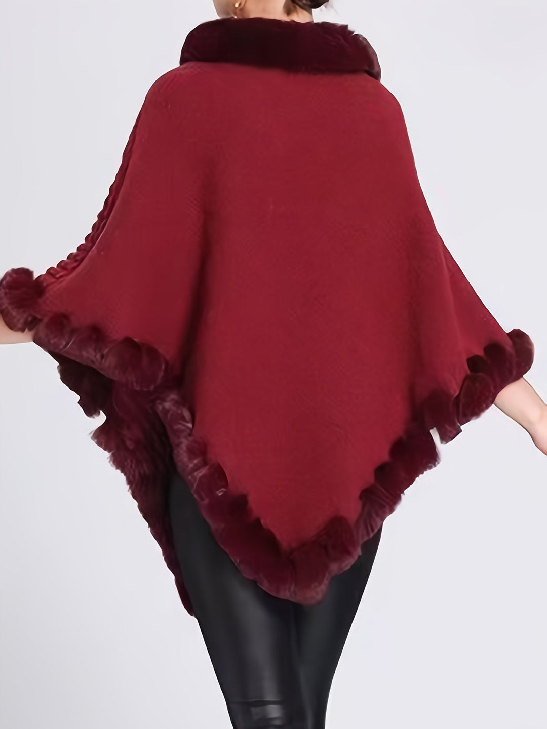 EB | Poncho mit Pelzdetails Acrylmix Elegante Struktur