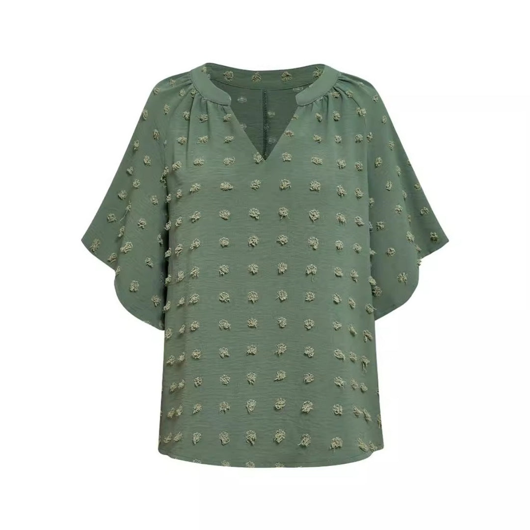 EB | Damen V-Ausschnitt einfarbig Haarball Top Damen