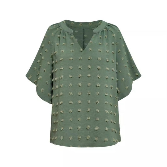 EB | Damen V-Ausschnitt einfarbig Haarball Top Damen