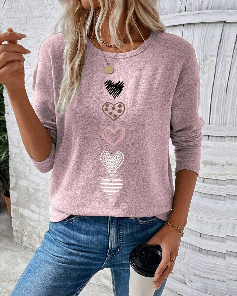 EB | Langarm Rundhals Liebesherz Print
