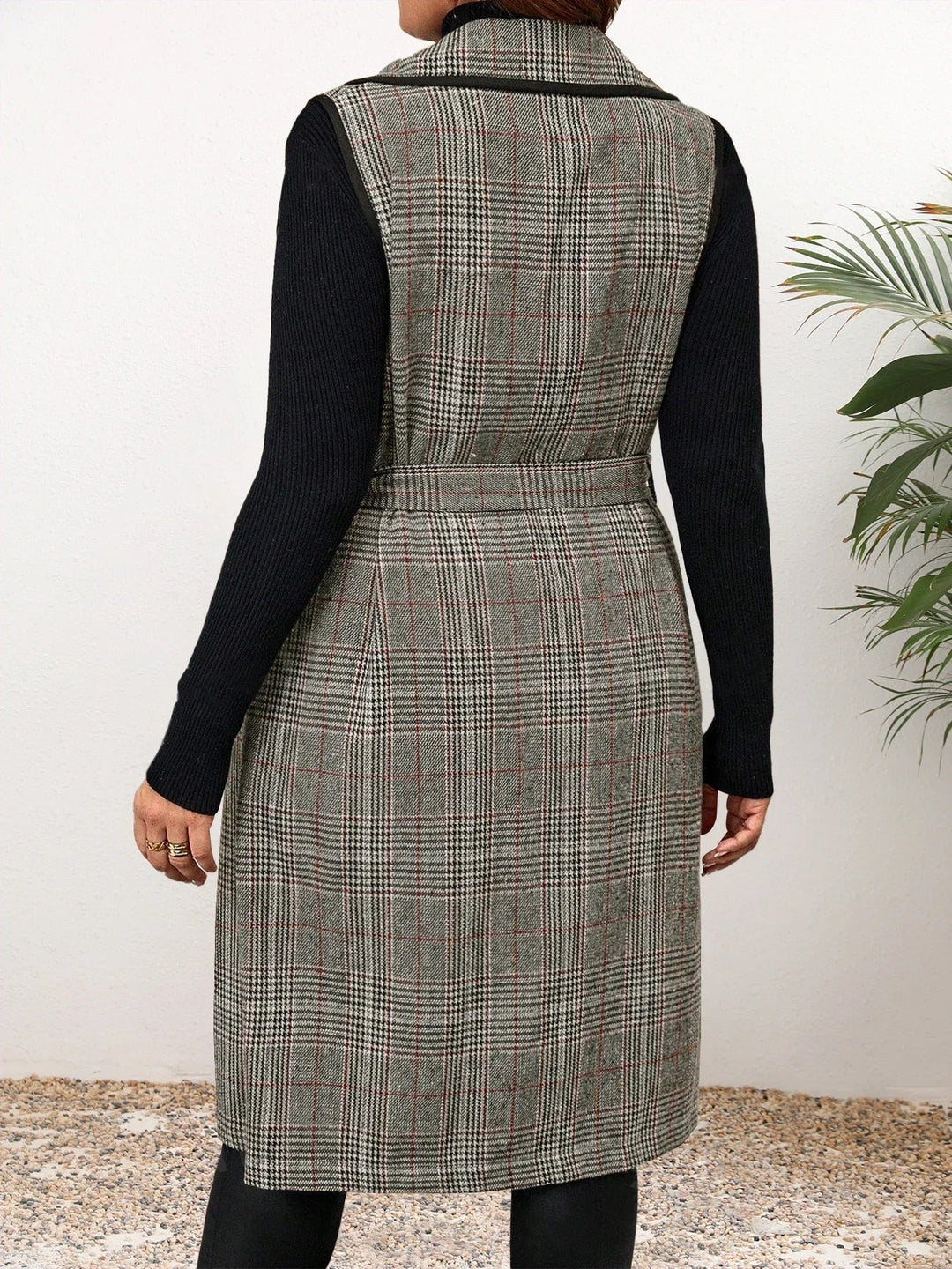 EB | Elegante Ärmellose Weste Im Karodesign