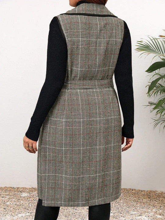 EB | Elegante Ärmellose Weste Im Karodesign