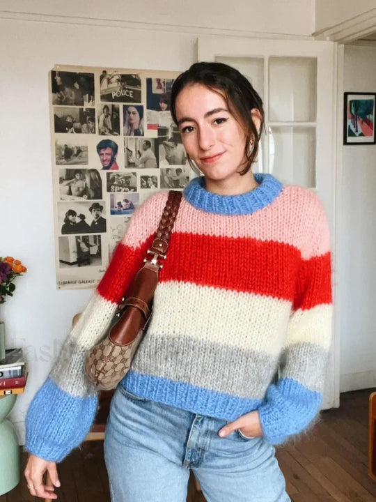EB | Bunter Gestreifter Strickpullover für Lässig Schicke Looks