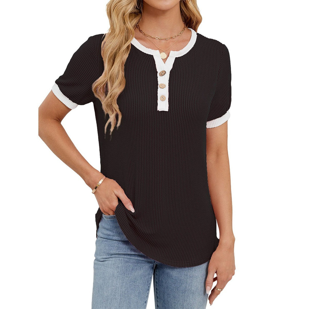 EB | T-Shirt mit V-Ausschnitt in Uni-Farbe