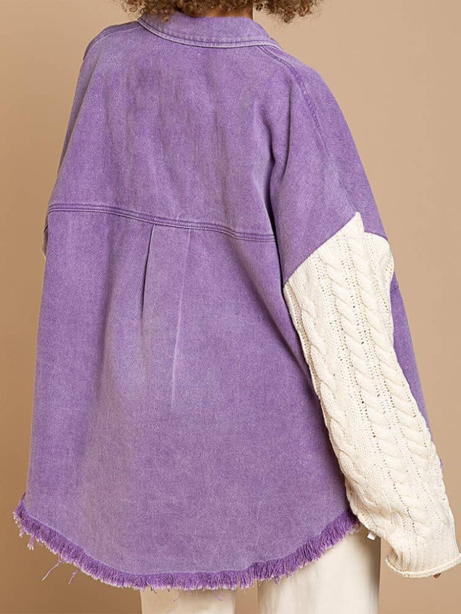 EB | Kabelstrick Raw Hem Denim Jacke