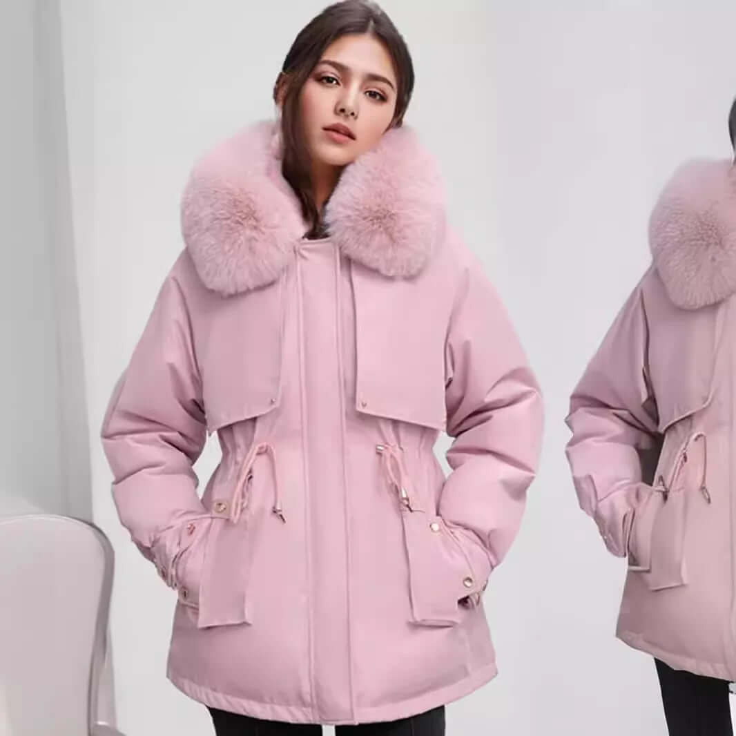 EB | Damen Winter Kunstpelzkragen Mantel