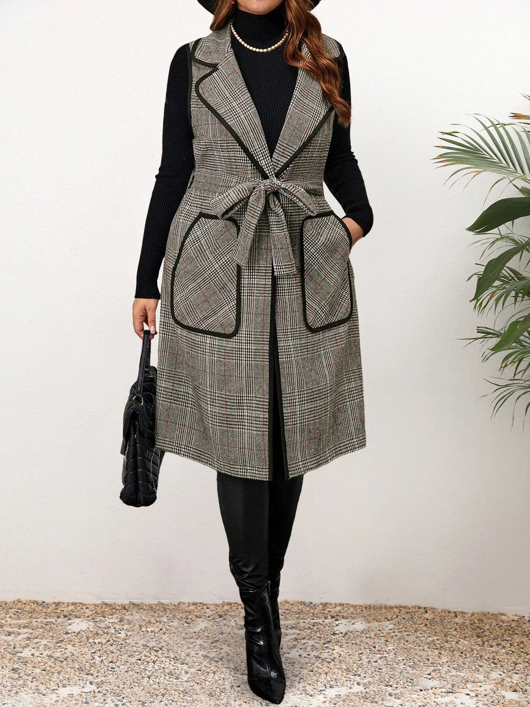 EB | Elegante Ärmellose Weste Im Karodesign