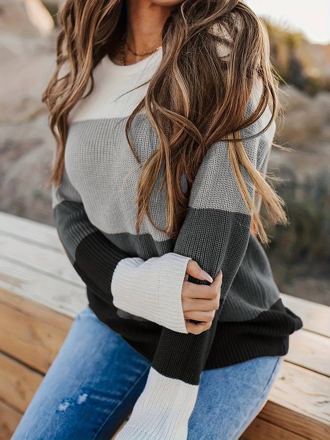 EB | Stilvoll Gestreifter Strickpullover für Frauen