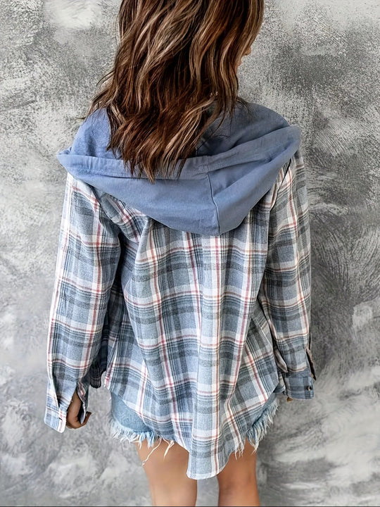 EB | Karierte Jacke mit Kapuze Baumwolle und Polyester Leger und Komfortabel