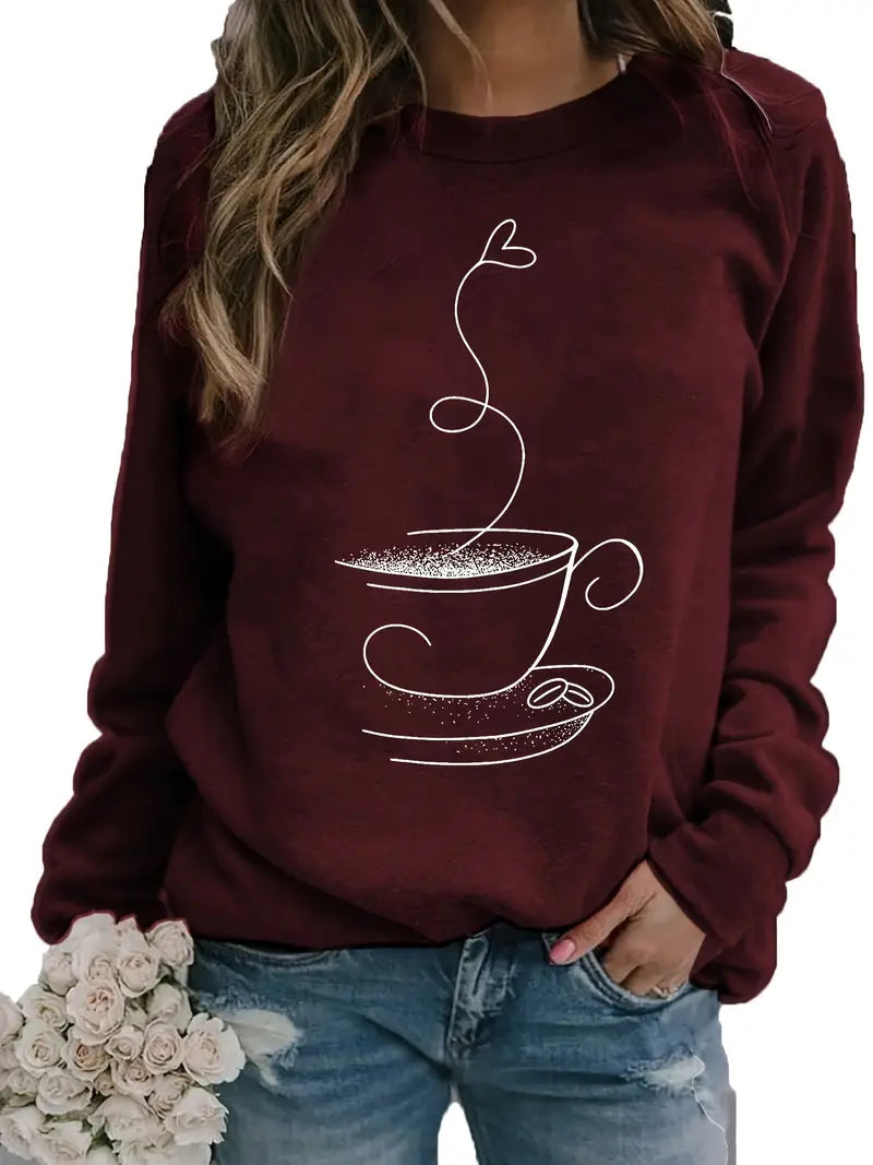 EB | Gemütliches Kaffee Grafisch Sweatshirt