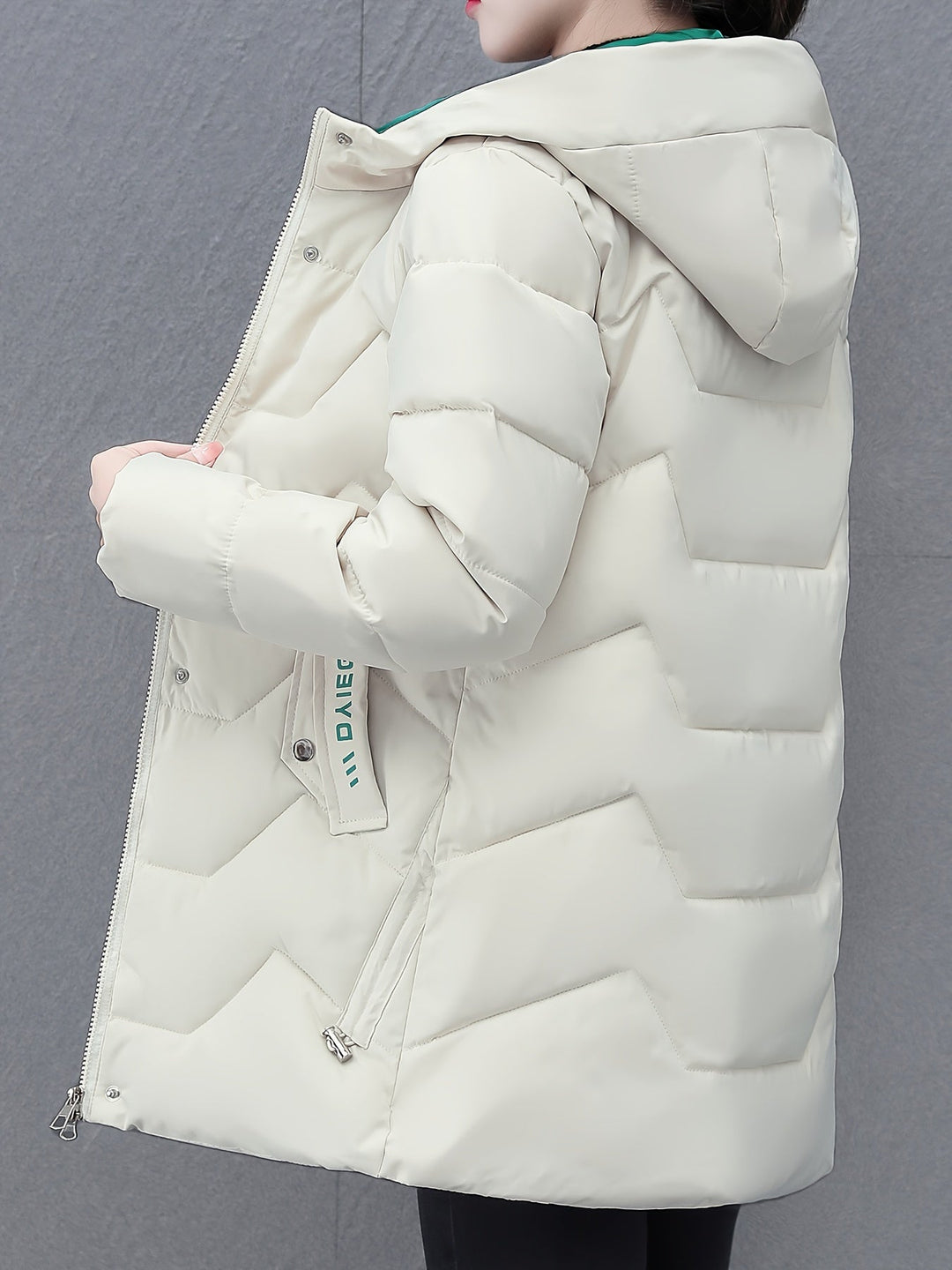 EB | Langes, lässiges Damen-Daunenjacke mit Kapuze