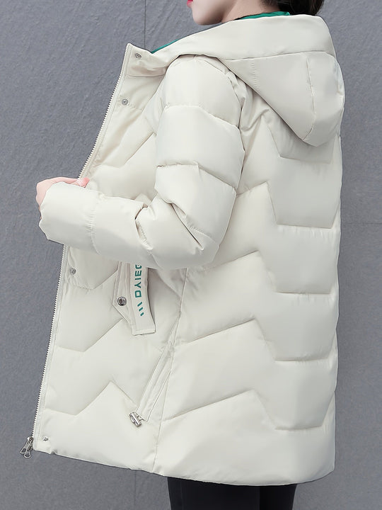 EB | Langes, lässiges Damen-Daunenjacke mit Kapuze