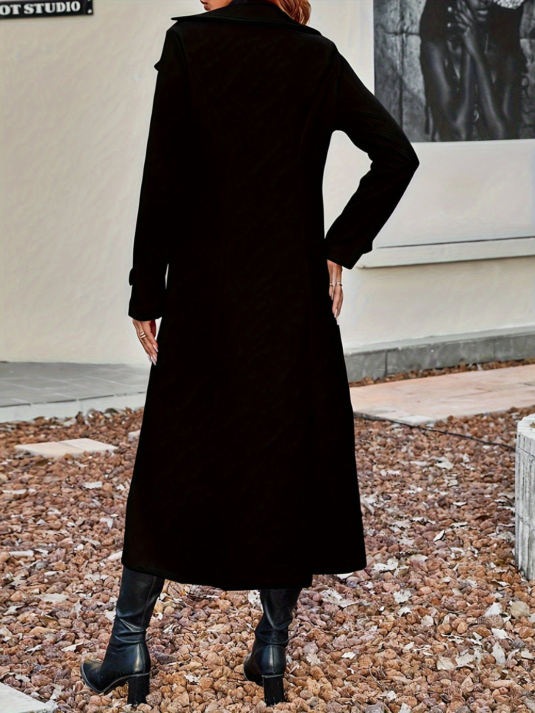 EB | Damen Eleganter Trenchcoat Mit Doppelknöpfen Und Langen Ärmeln