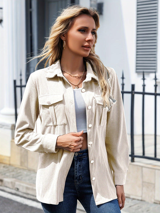 EB | Rippjacke mit Knöpfen Polyester Lässig und Funktional