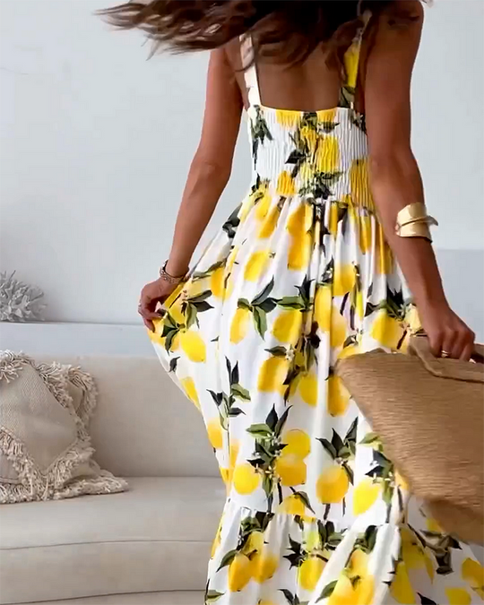 EB | Riemchenkleid mit Zitronendruck