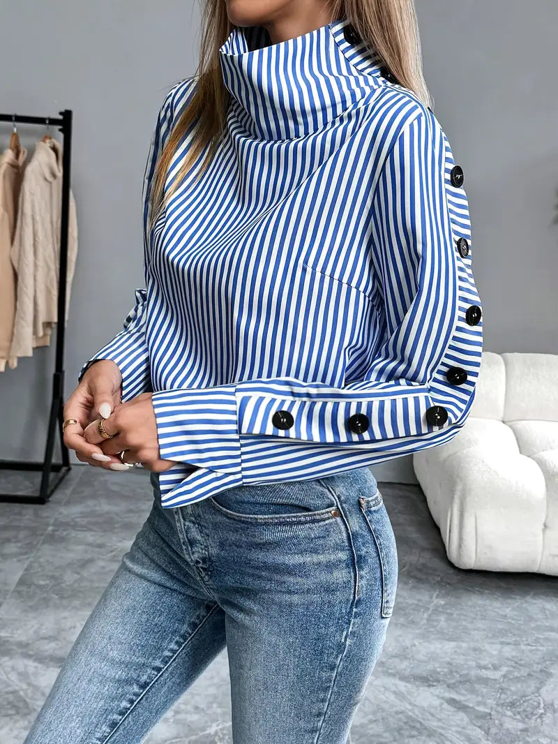 EB | Stylische Gestreifte Bluse Aus Baumwolle