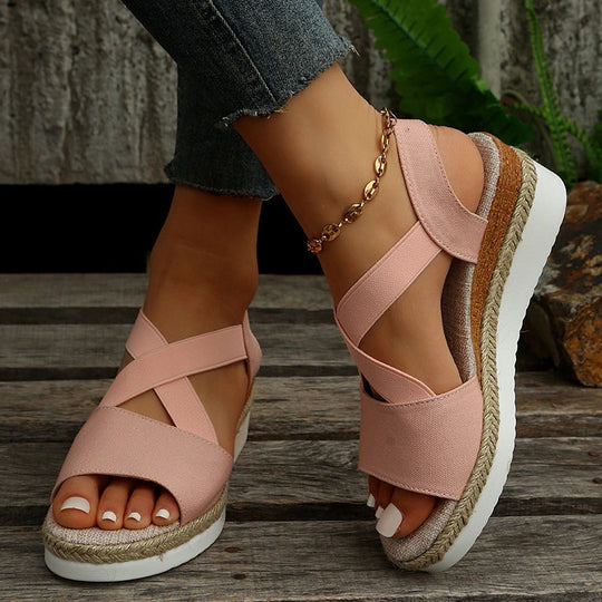 EB | Keilsandalen Kreuzriemen Plateau Gladiator