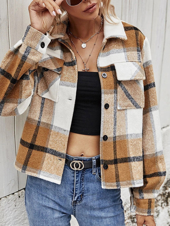 EB | Karierter Kragenjacke mit Brusttaschen
