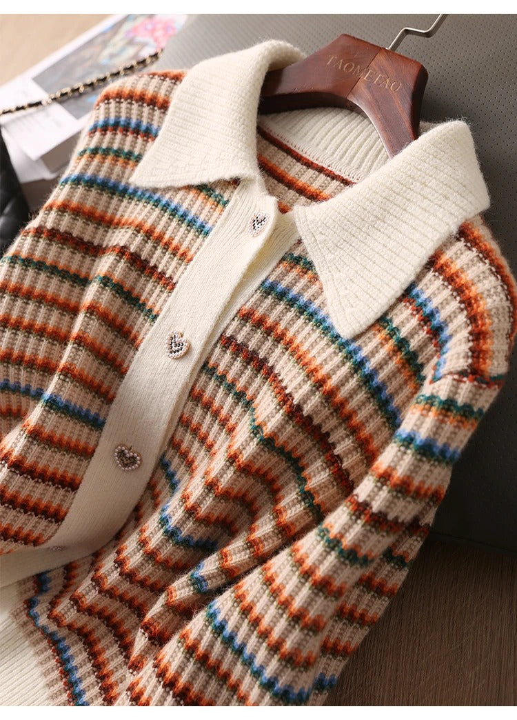 EB | Gestreifte Strickjacke mit Kragen