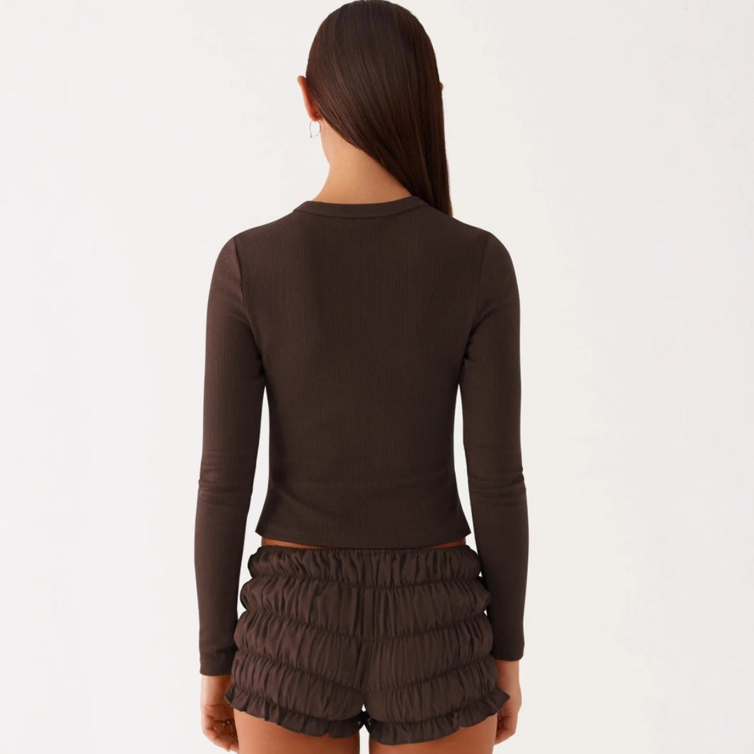EB | Einfarbige schmal geschnittene lange Strickjacke