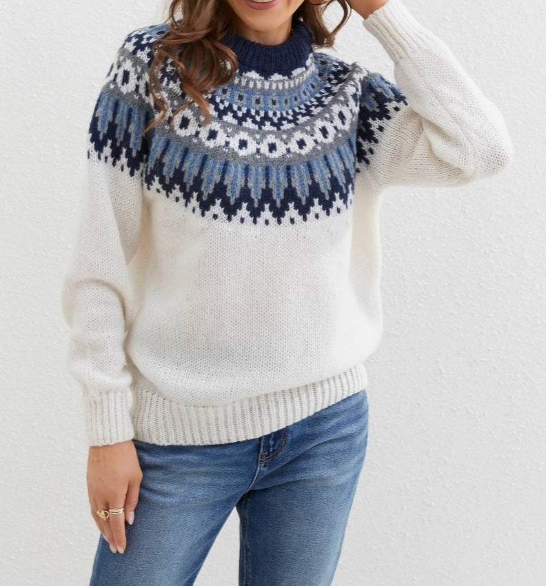 EB | Stylischer ethnischer gemusterter Pullover
