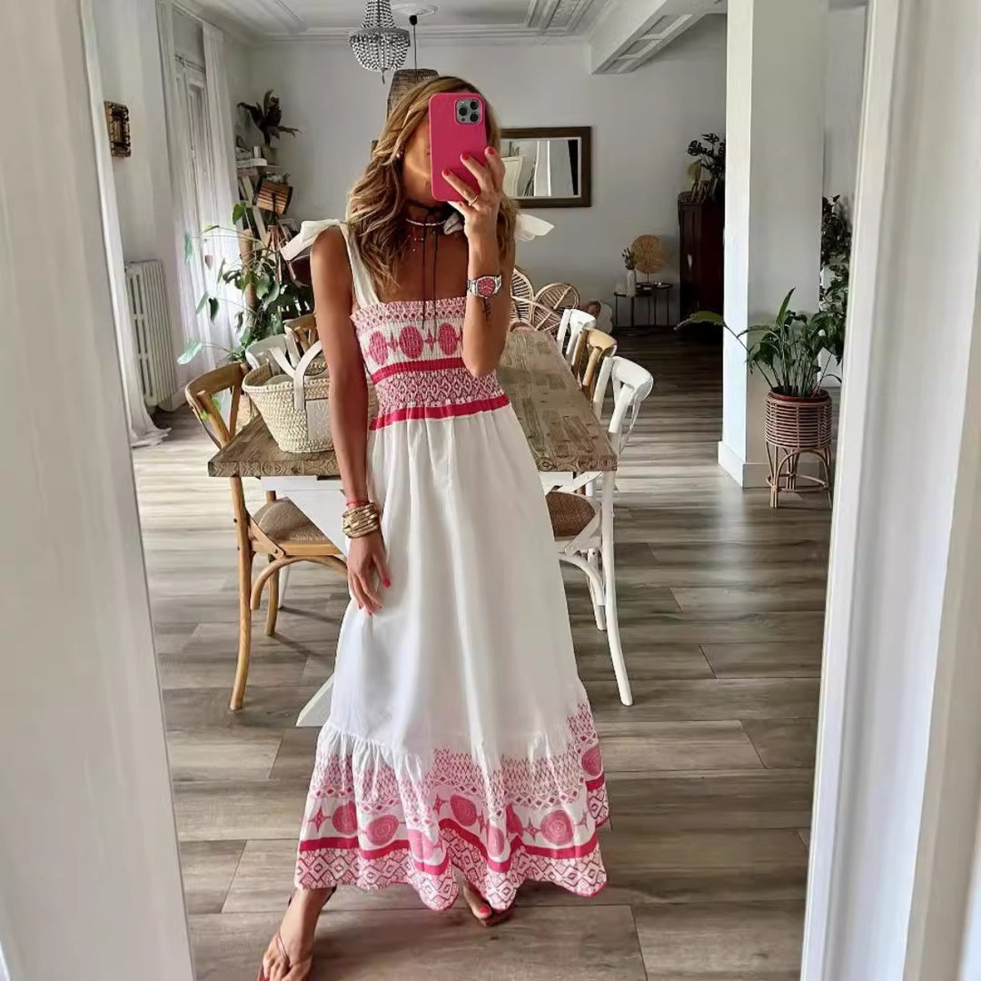 EB | Bohème-Kleid mit Schnürsenkeln bedruckt