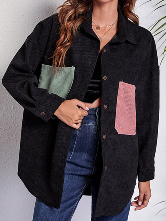 EB | Patch Pocket Fallen Schulter Hemd Jacke