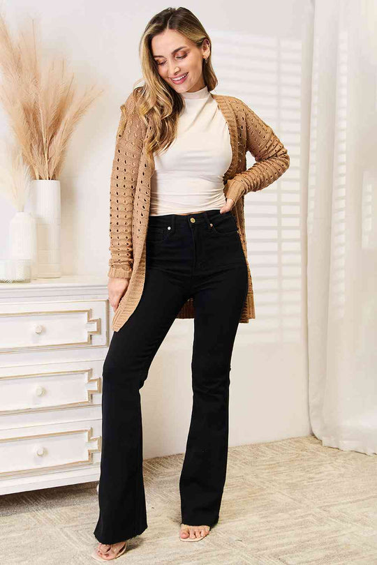 EB | Horizontal gerippte Strickjacke mit offener Vorderseite