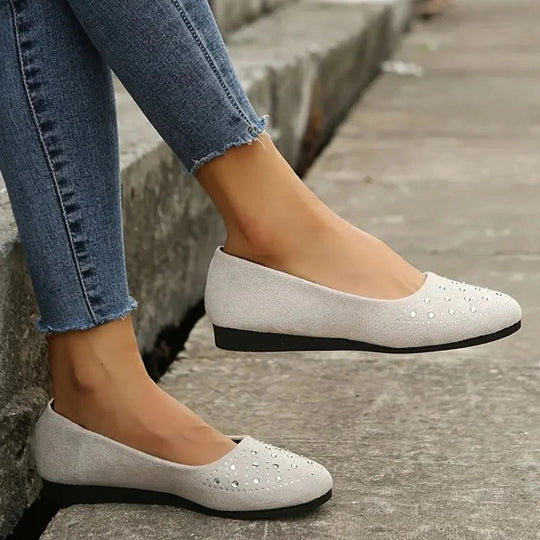 Orthopädische flache Puppenschuhe für Frauen mit Kristall EB EB