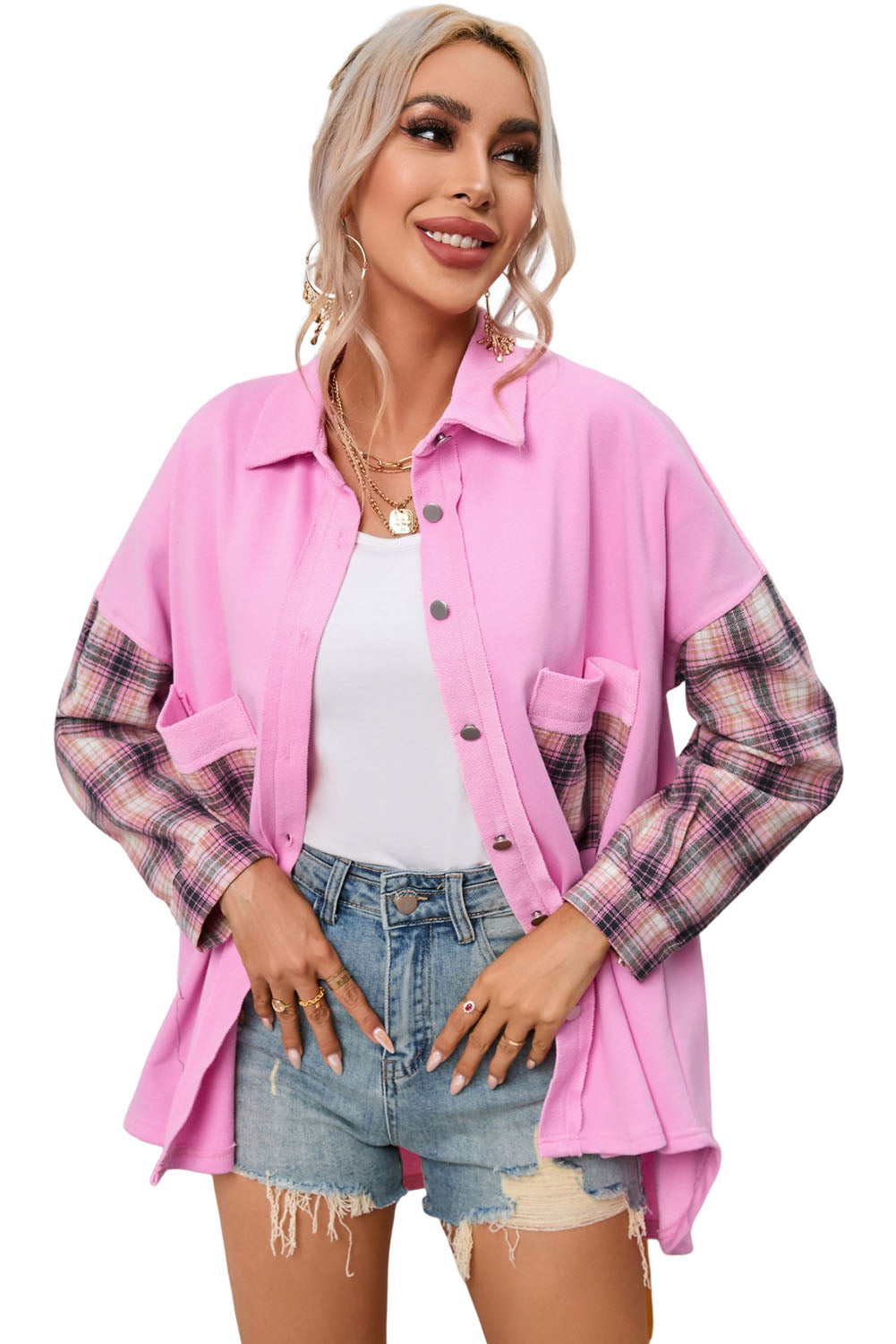 EB | Gepunktete Flanellhemden Polyester und Baumwolle Einzigartiger Look