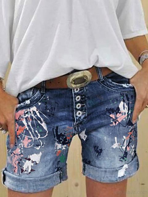 EB | Multi Knopf-Druck Denimshorts