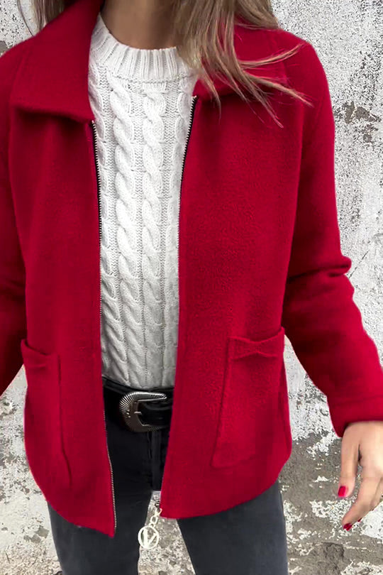EB | Farbe Revers Reißverschluss Tasche Freizeitjacke