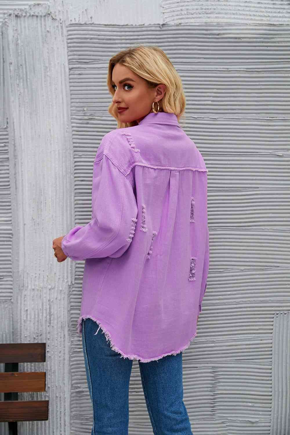EB | Zerrissene Rohsaum-Denimjacke