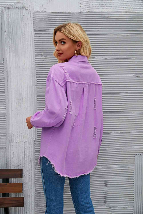 EB | Zerrissene Rohsaum-Denimjacke