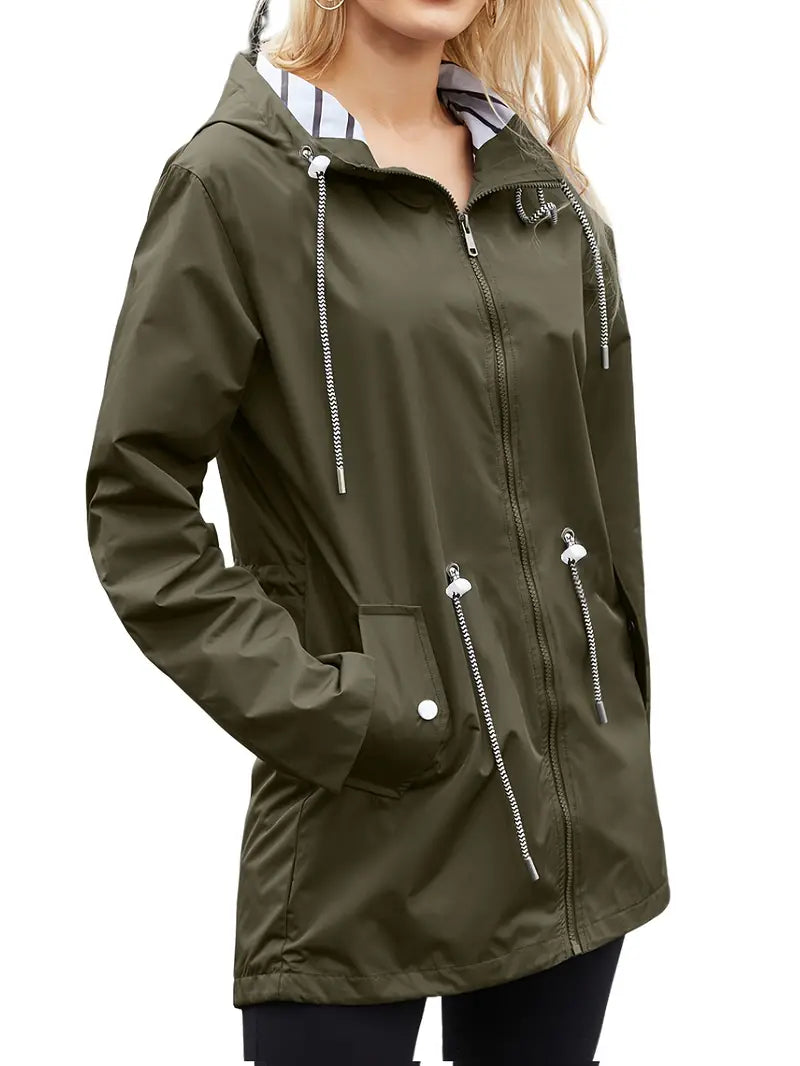 EB | Lässiger Wasserdichter Hoodie mit Langen Ärmeln, Knie-Lang für Frauen Perfekt für Herbst und Winter