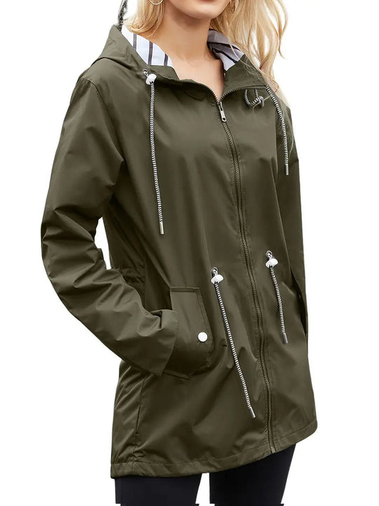 EB | Lässiger Wasserdichter Hoodie mit Langen Ärmeln, Knie-Lang für Frauen Perfekt für Herbst und Winter