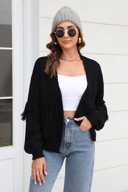 EB | Fransenbesatz Offene Vorder-Cardigan