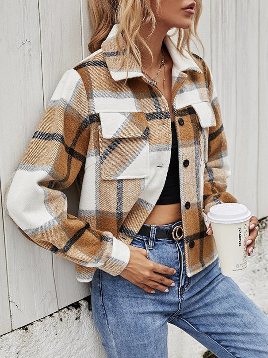 EB | Karierter Kragenjacke mit Brusttaschen