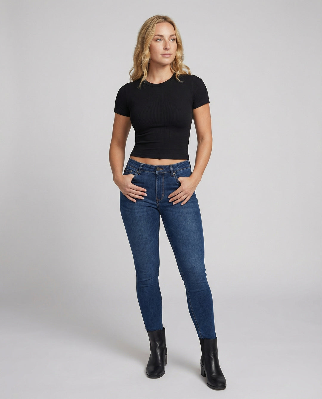Damen T-Shirt Slim-Fit Elastisch Kurzarm Rundhals Einfarbig Sommer Basic