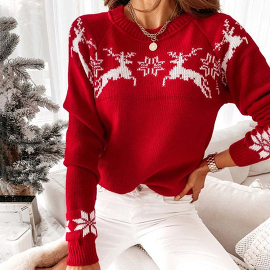 EB | Weihnachtlicher Strickpullover Mit Klassischem Print