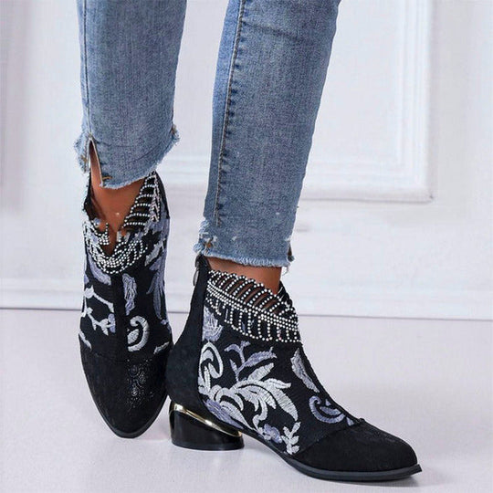 Bestickte Vintage-Stiefeletten EB