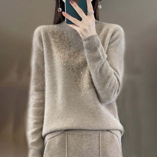 EB | Strickpullover Mit Zartem Blättermuster